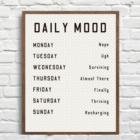 Minimalist Daily Mood Board, Funny Mood Chart