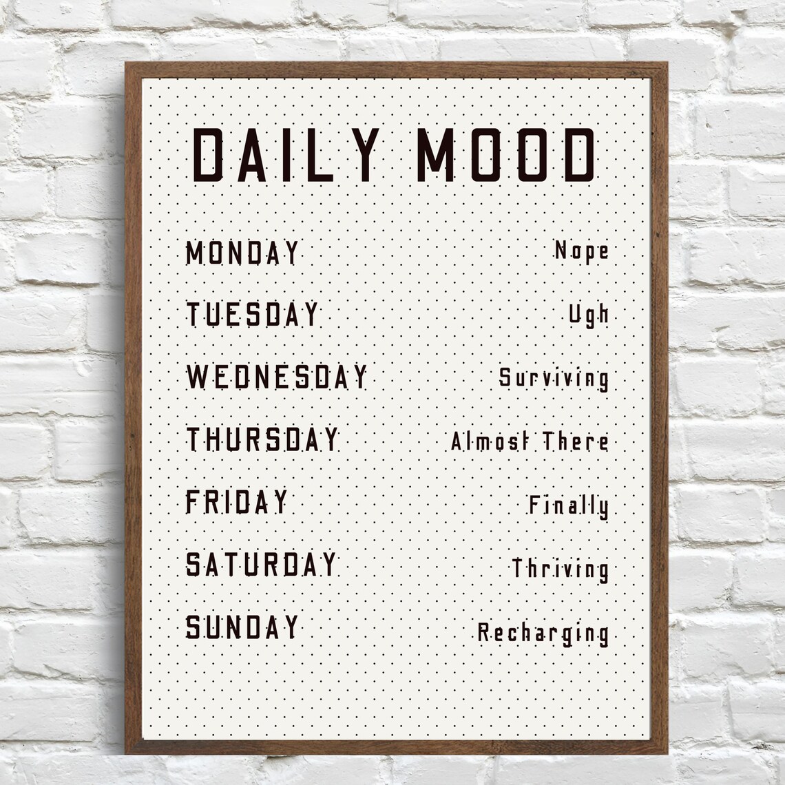 Minimalist Daily Mood Board, Funny Mood Chart