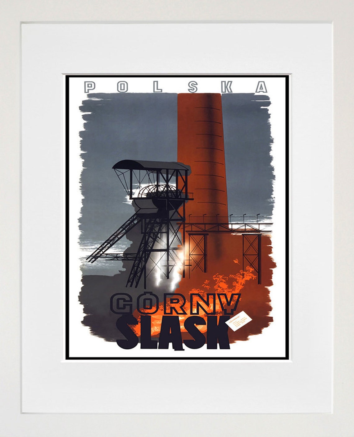 Poland Gorny Slask Industrial Coal Mine Vintage Travel Poster Art