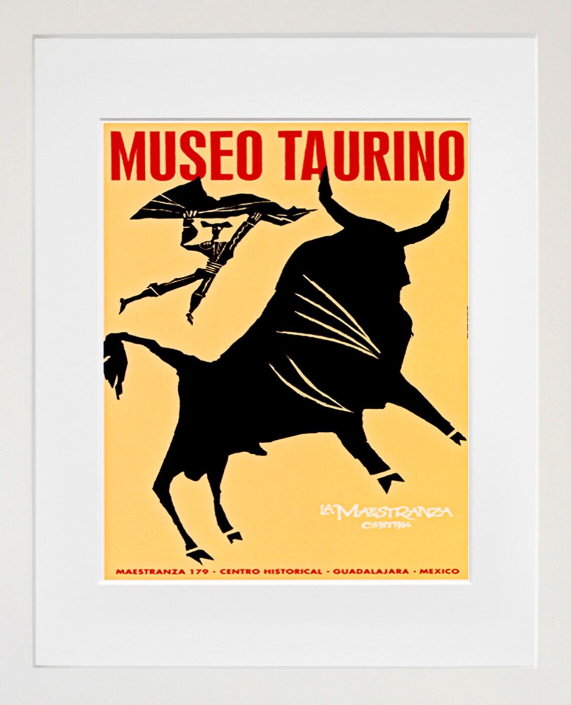 Bullfighter Mexico Travel Poster, Tourism Print