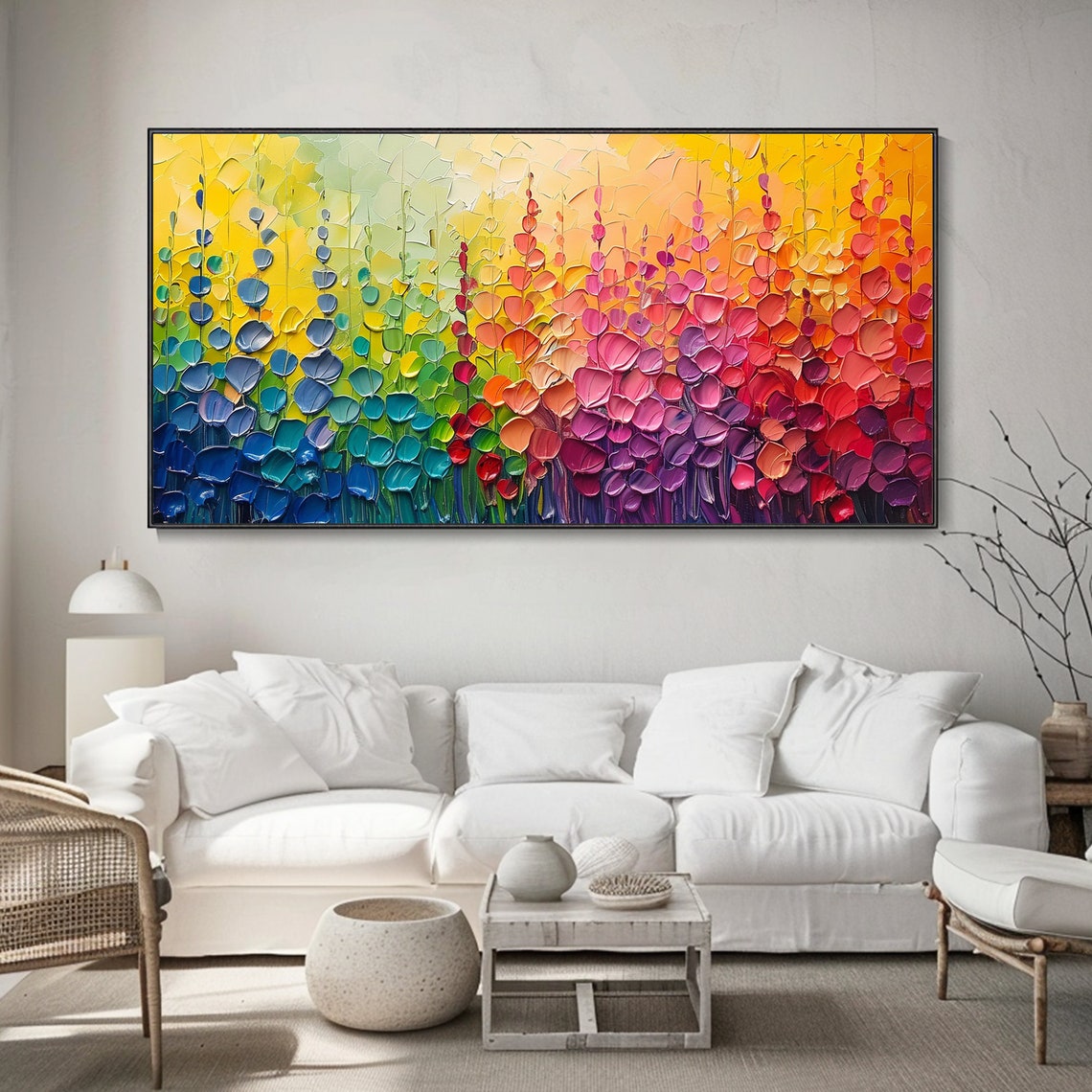 Rainbow Gradient Petal Mosaic Colorful Abstract Garden Art Print - Image 4