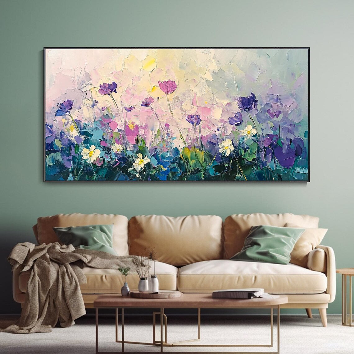 Purple Wildflower Meadow Pastel Dreamy Floral Garden Art Poster - Image 2