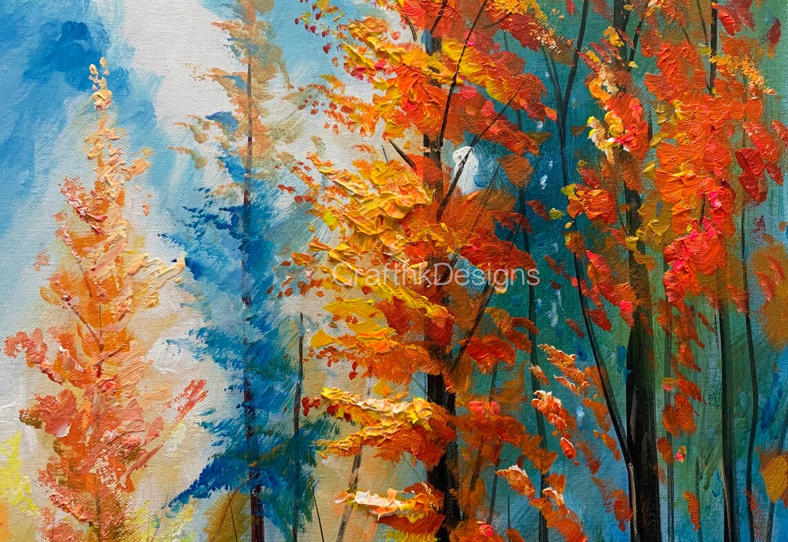 Abstract Forest Light Autumn Oil Painting Art Print - Image 5