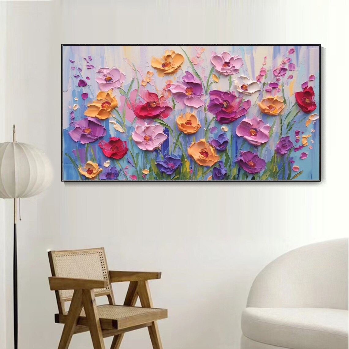 Vibrant Wildflower Meadow Impasto Blooms Colorful Floral Art Poster - Image 5