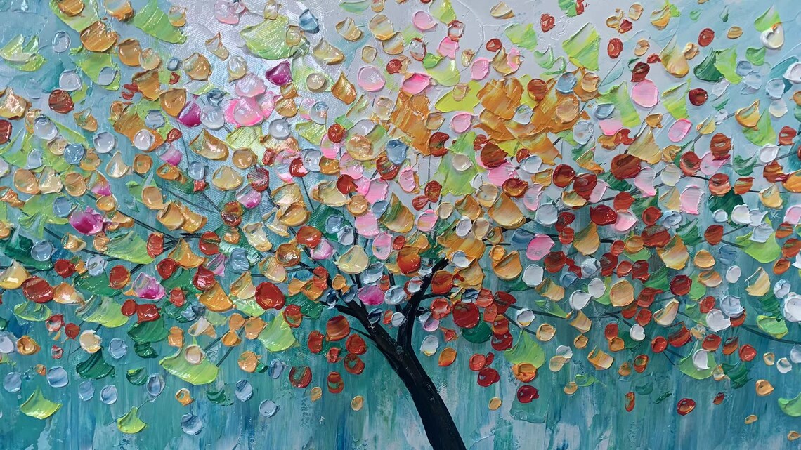 Colorful Tree Abstract Floral Landscape Art Print - Image 5