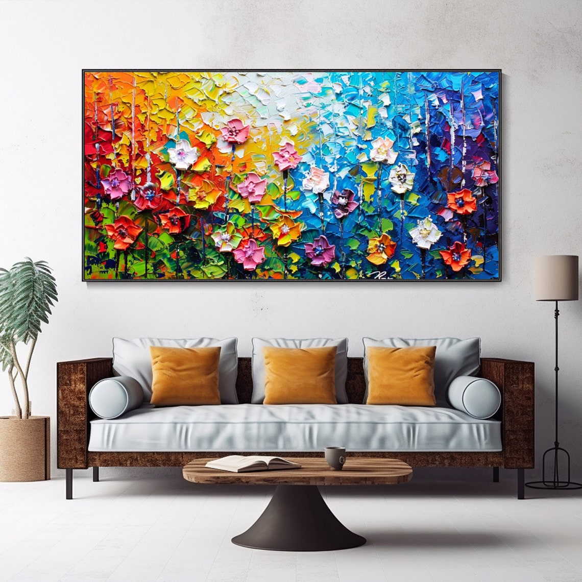 Rainbow Wildflower Garden Blooming Colorful Abstract Floral Art Print - Image 5