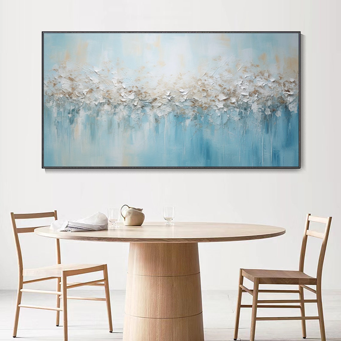 Soft Blue Ocean Wave White Foam Serene Abstract Seascape Wall Art - Image 3