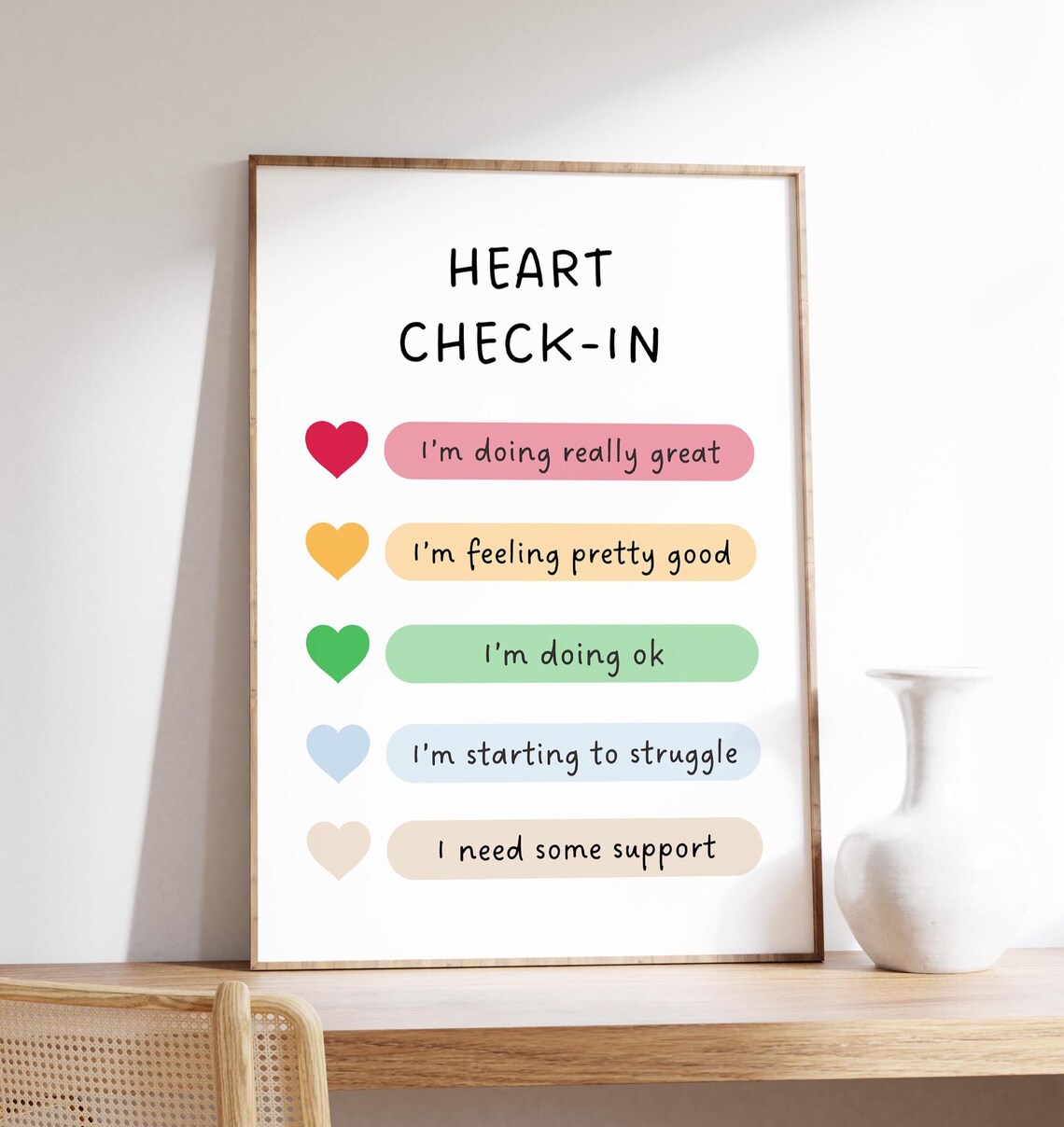 Heart Check-In Daily Feelings Chart Poster
