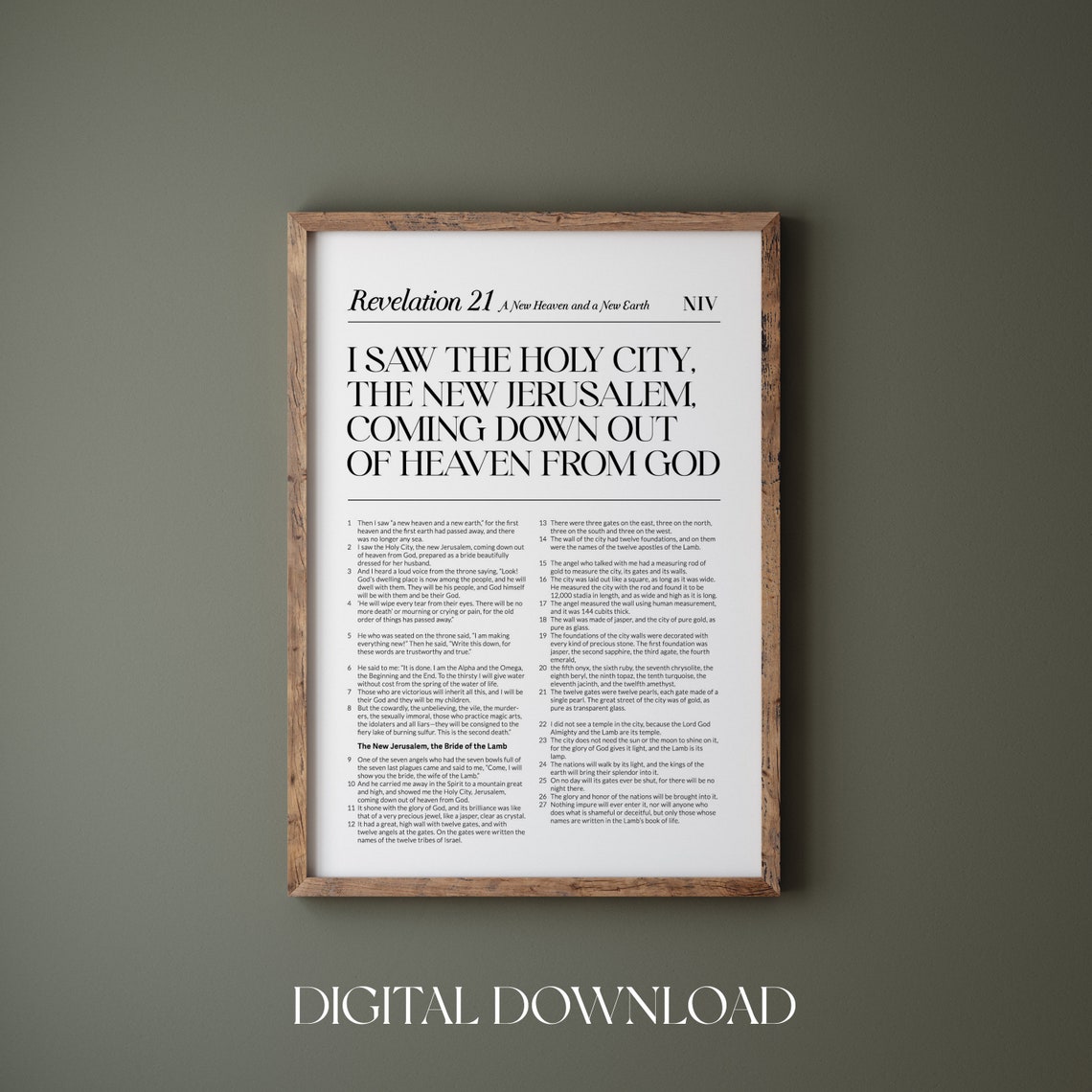 Revelation 21 Chapter New Jerusalem Holy City NIV Scripture Poster - Image 4