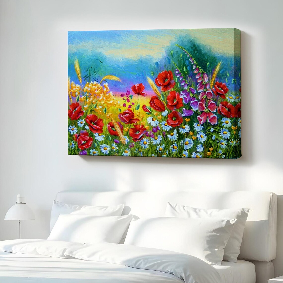 Red Poppy Wildflower Meadow Oil Painting Colorful Floral Poster