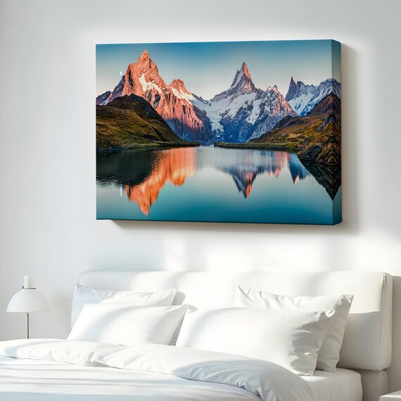 Bachalpsee Lake Swiss Alps Sunrise Mirror Reflection Mountain Wall Art