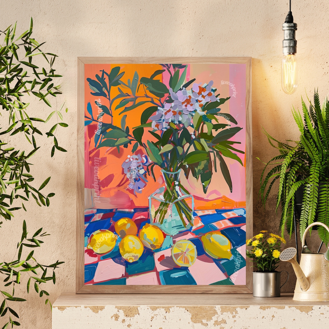 Maximalist Lemons Art Print, Kitschy Kitchen Decor