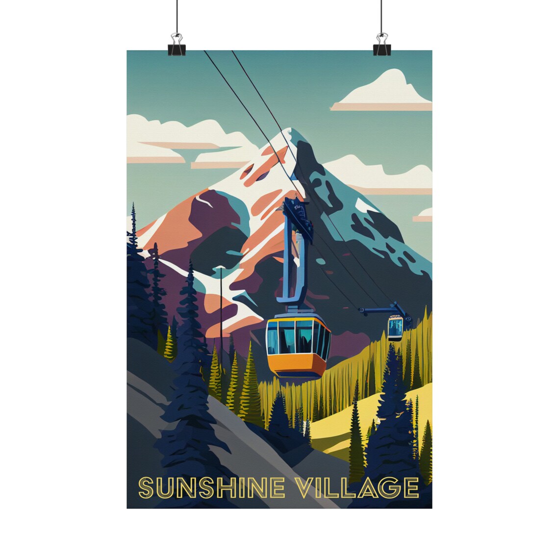 Scenic Sunshine Village Gondola Alpine Mountain Ski Travel Poster