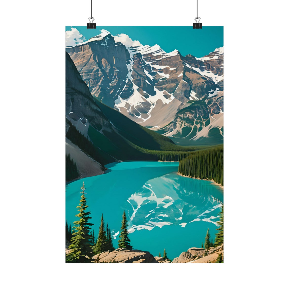 Moraine Lake Banff Turquoise Water Mountain Reflection Art Poster