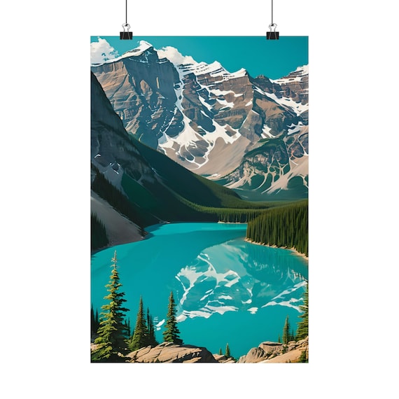 Moraine Lake Banff Turquoise Water Mountain Reflection Art Poster