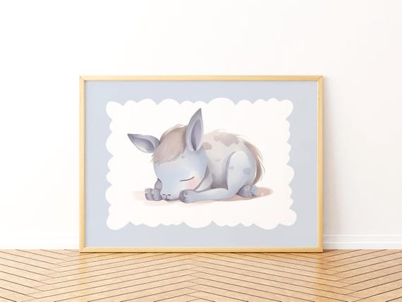 Cute Sleeping Hyena Pup Print Baby Nursery Decor Watercolor Safari Animal Art For Calm Kids Room Decoration
