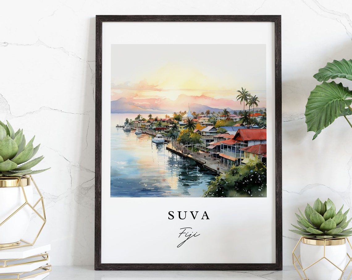 Suva Fiji Personalized Travel Poster, Custom Text - Image 3