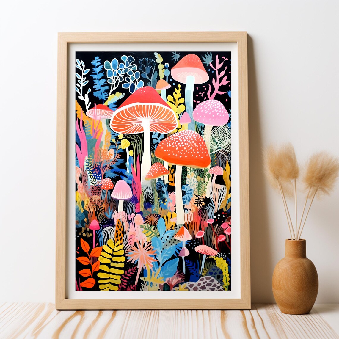 Enchanted Mushroom Garden, Botanical Poster