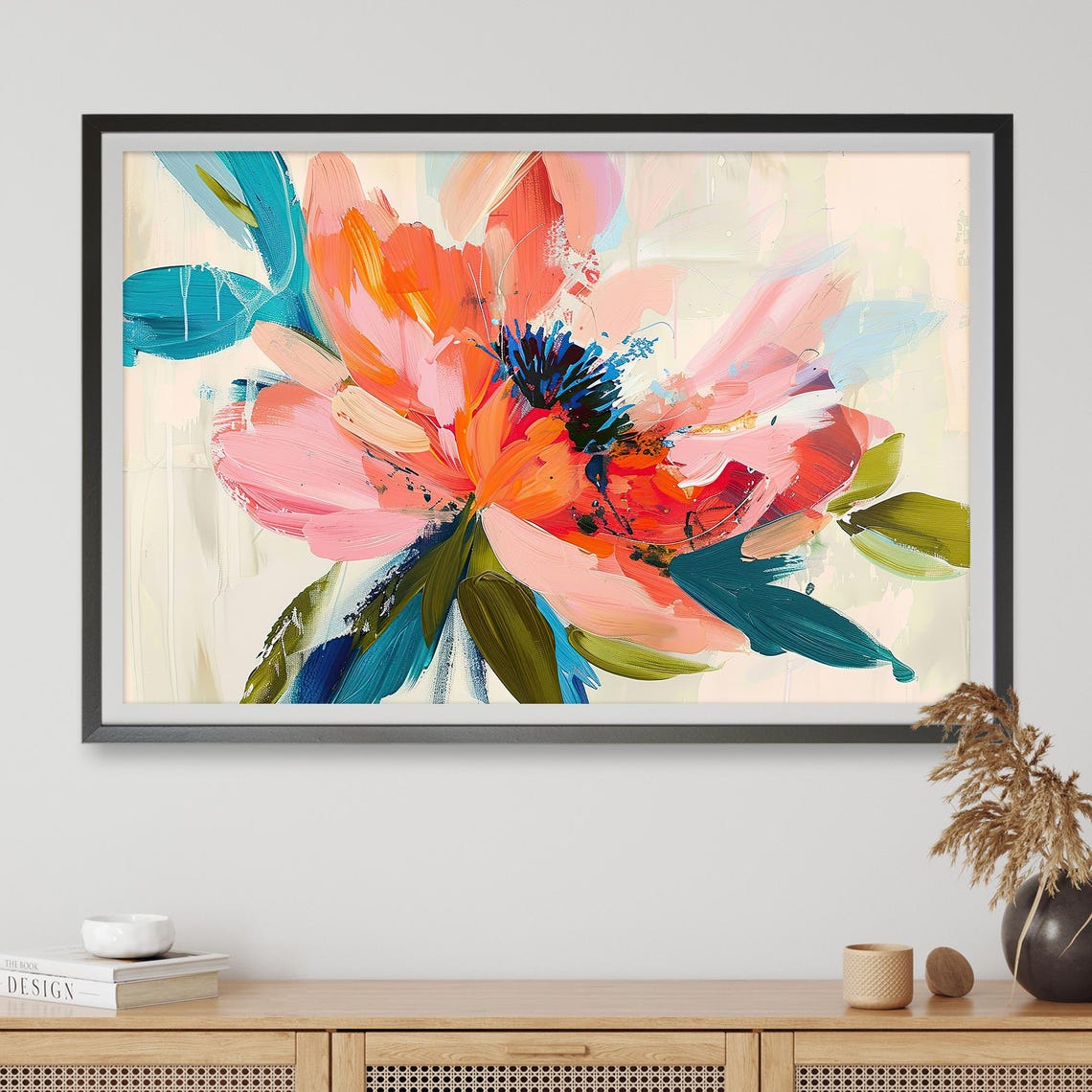 Peony Pop Abstract Art Print, Floral Print