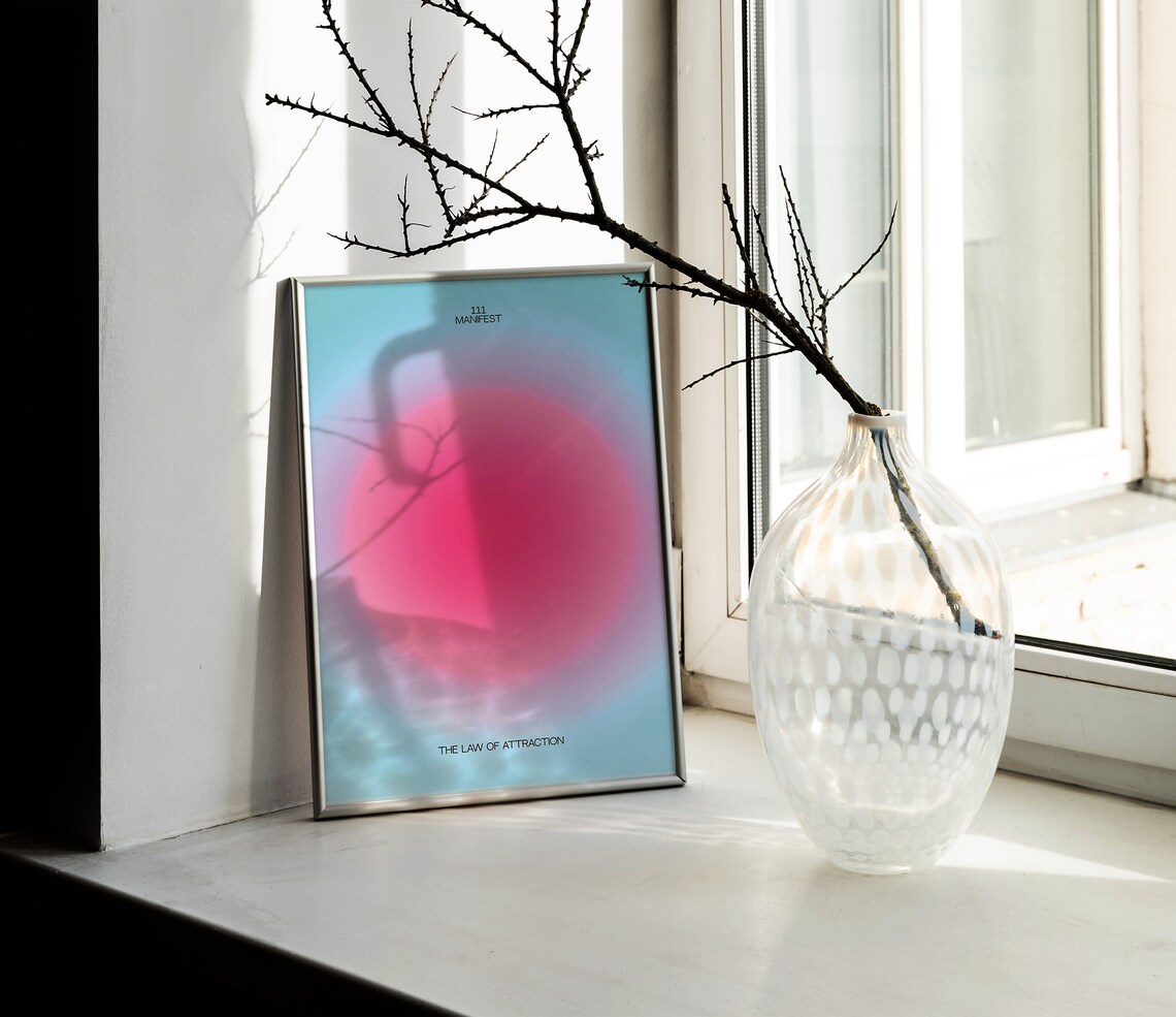 111 Manifest Angel Number Pink Aura Law Of Attraction Decor Poster - Image 2