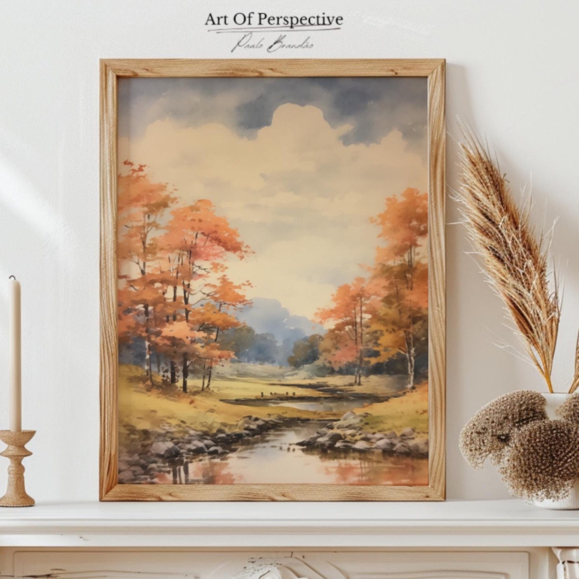 Vintage Autumn Landscape Oil Painting