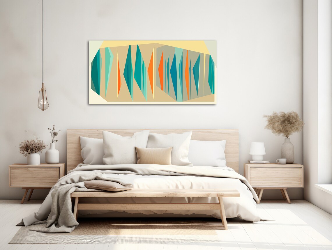 Mid Century Geometric Abstract Art Print, Panoramic - Image 2