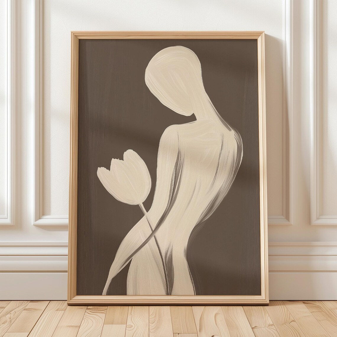 Minimal Abstract Female Figure With Tulip Art Print