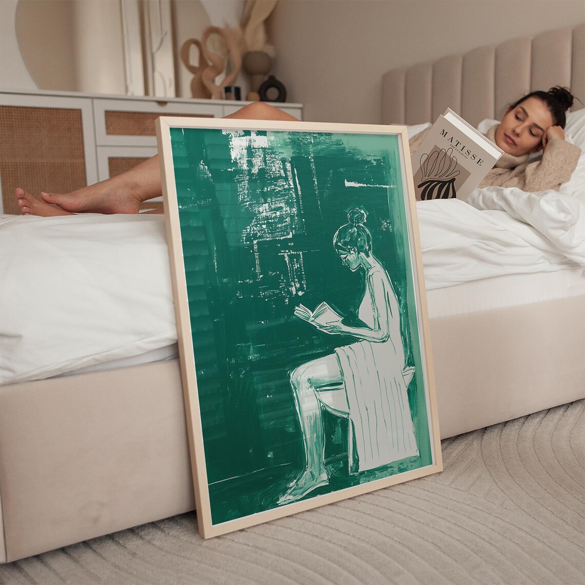 Woman Reading, Minimalist Bathroom Art Print - Image 3