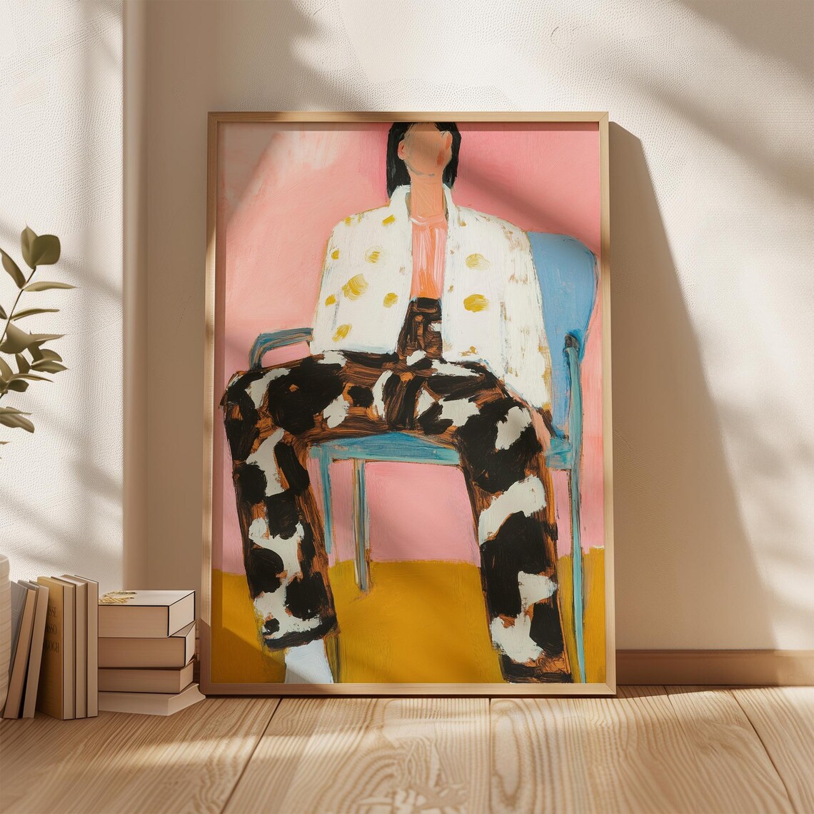 Playful Abstract Portrait With Animal Print Pants - Image 5