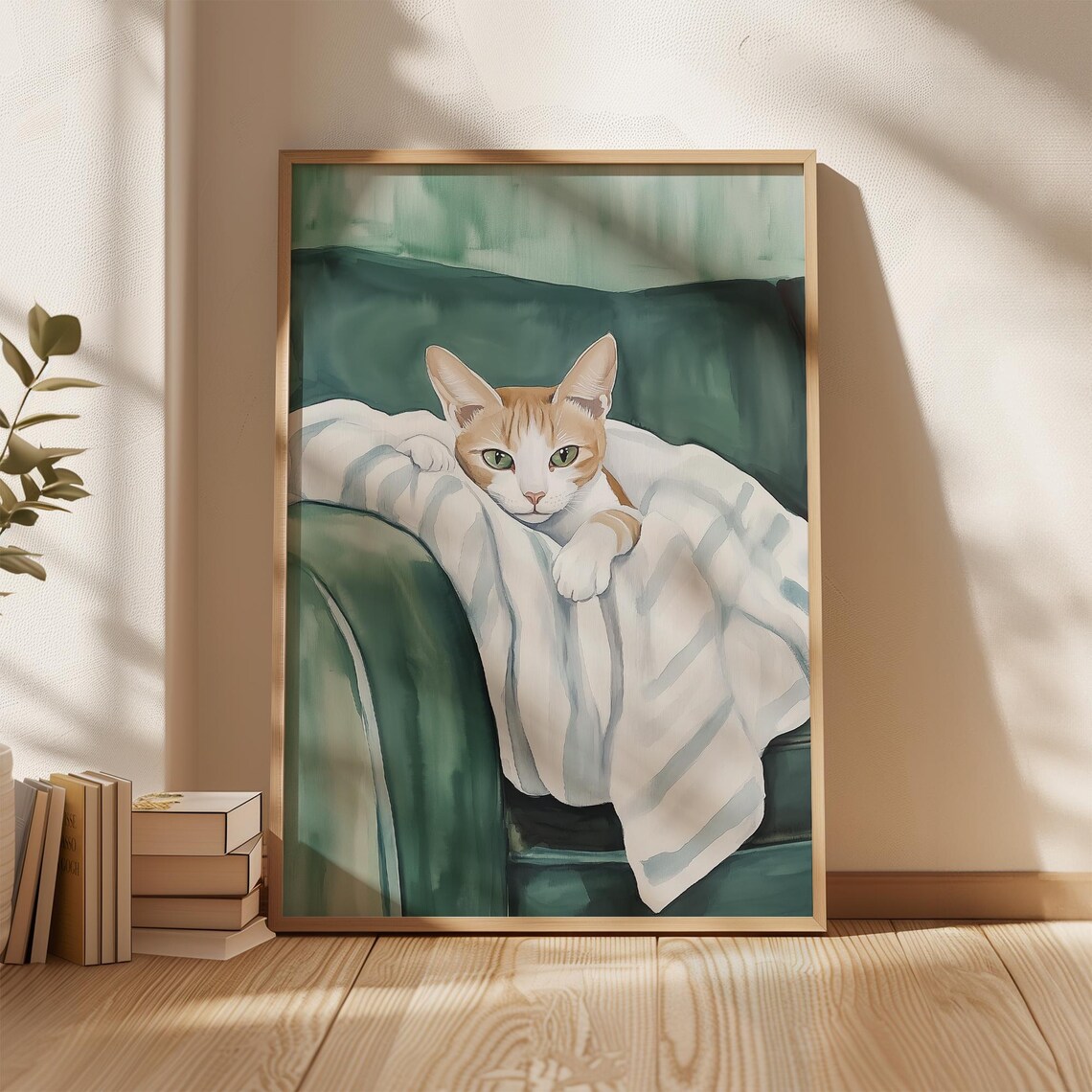 Cozy Tabby Cat Minimalist Couch Decor Art Print - Image 4