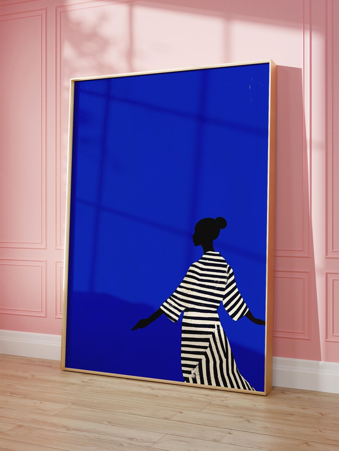 Bold Blue Silhouette, Minimalist Female Print - Image 3