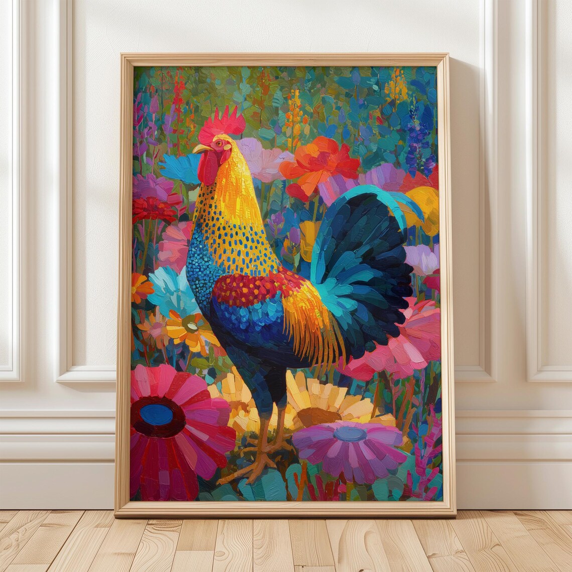 Colorful Rooster Art Print, Modern Country Decor