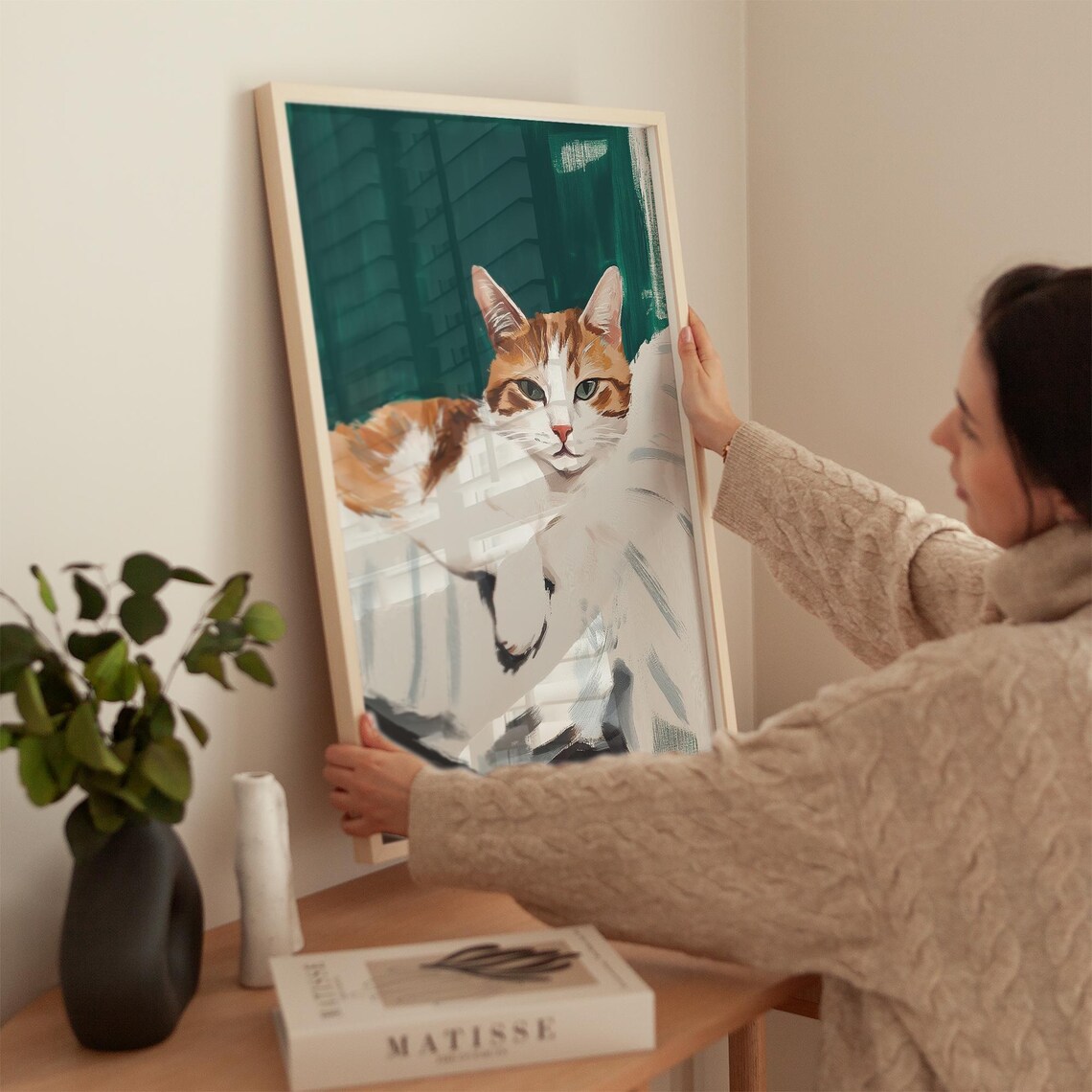 Tabby Cat Art Print, Minimalist Pet Decor - Image 2