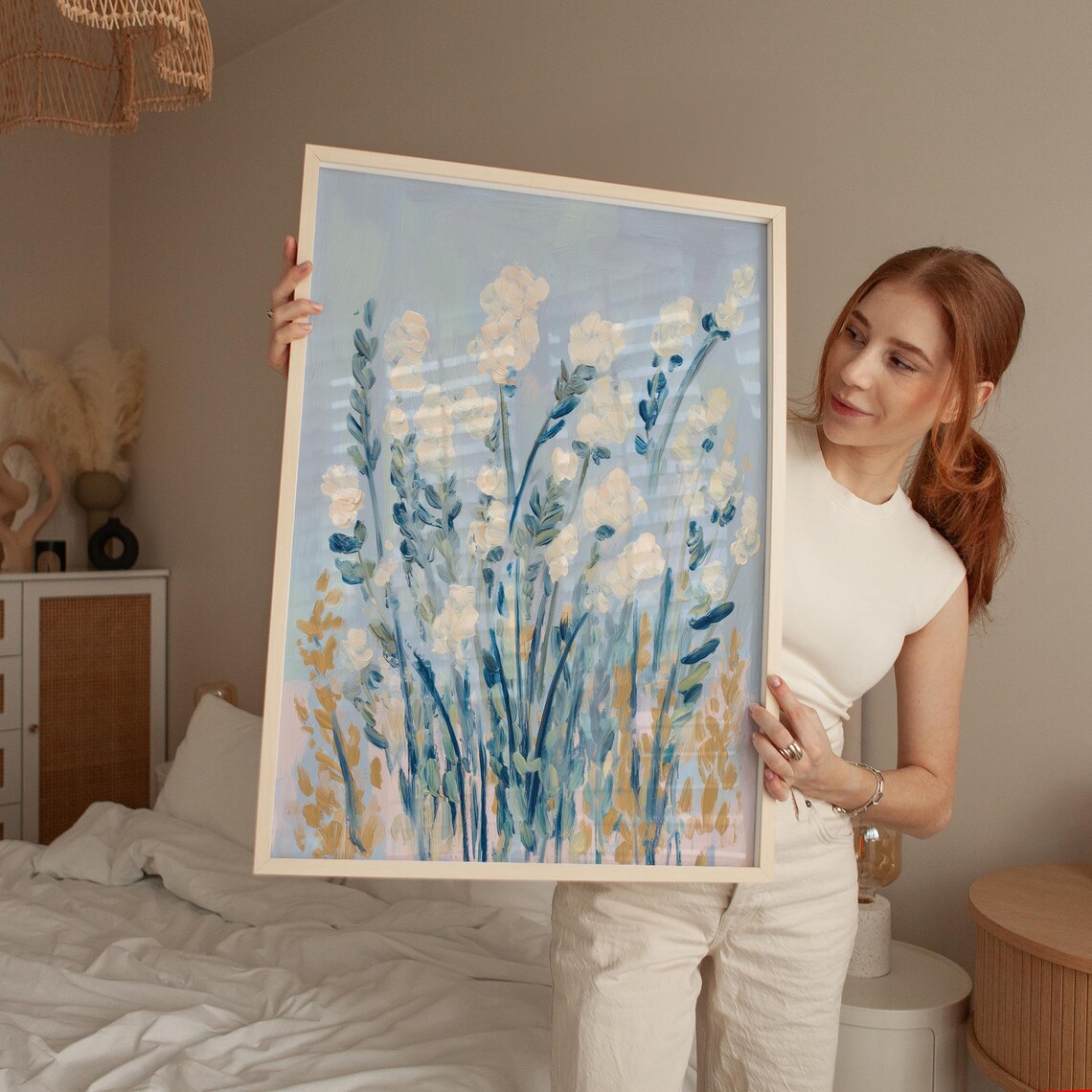 Pastel Floral Abstract Art Print, Botanical Decor