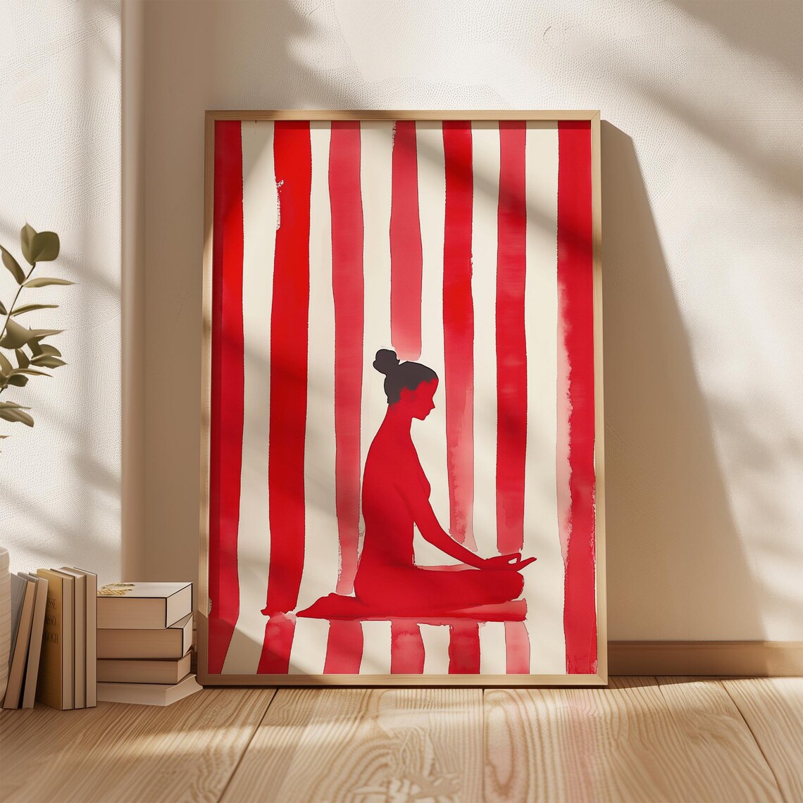 Meditating Woman in Red, Minimalist Abstract - Image 5