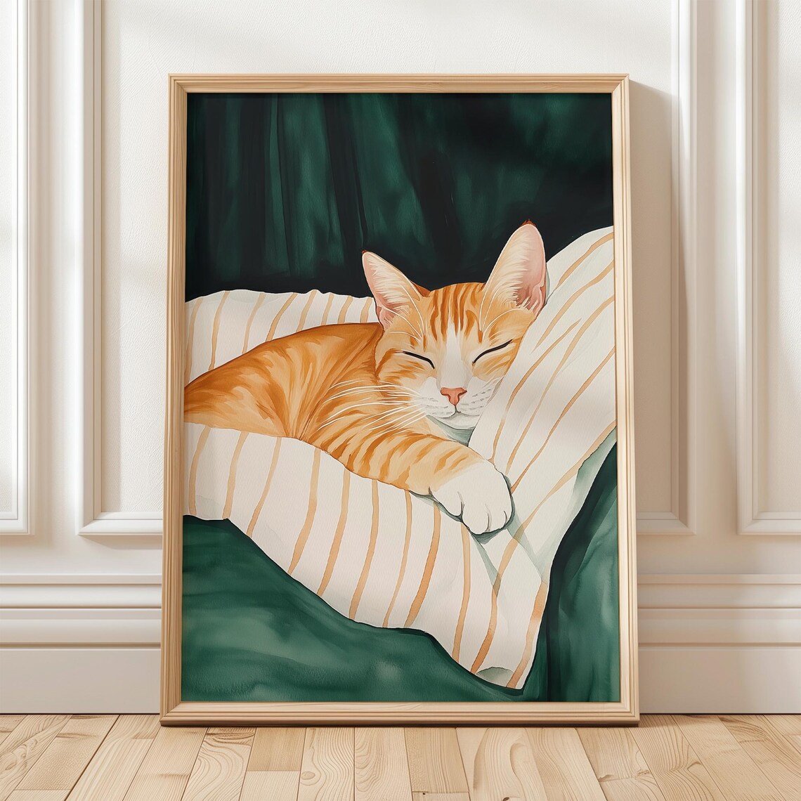 Sleeping Orange Cat - Cozy Home Decor, Pet Lover Gift