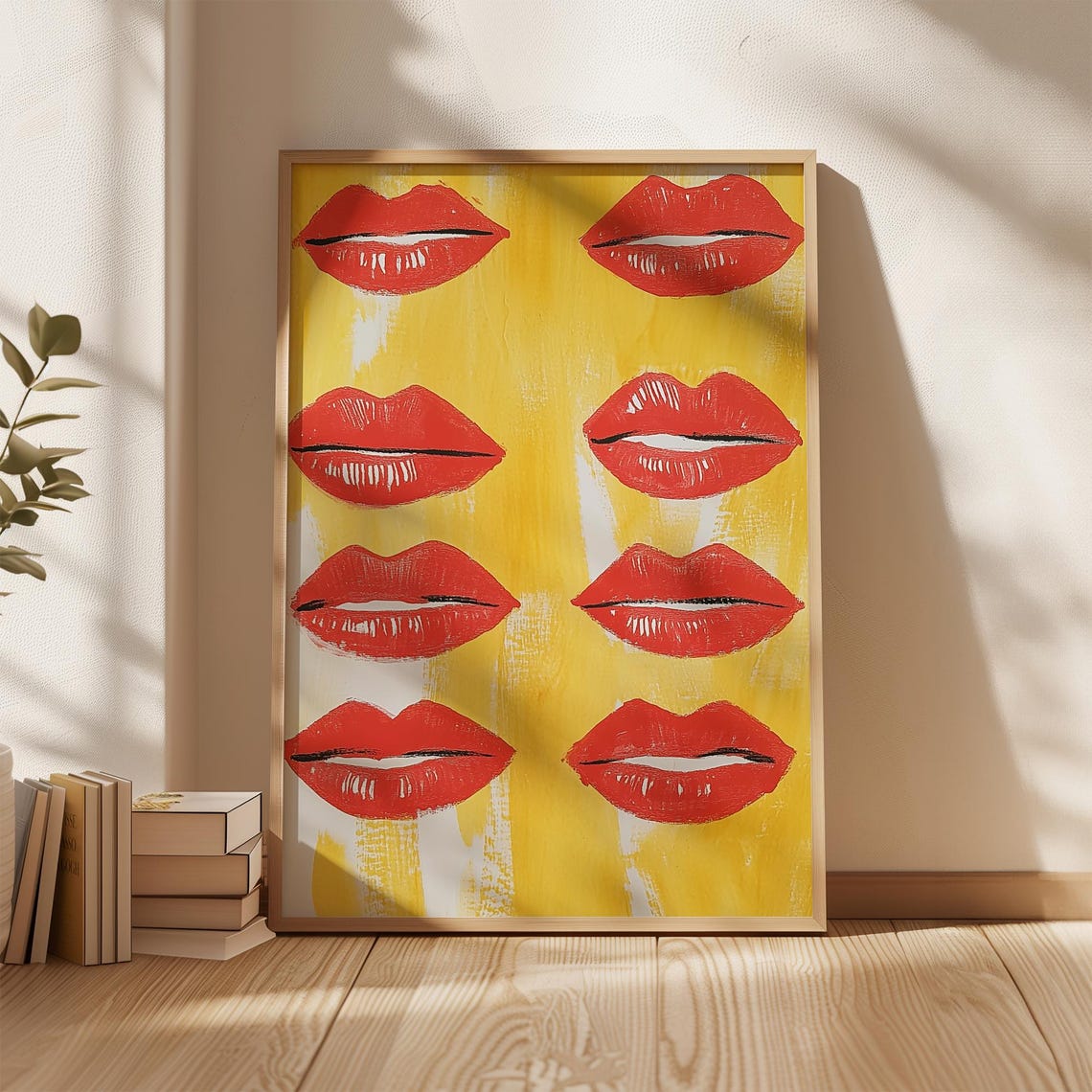 Pop Art Lips Print Bold Red Lip Illustration Modern Abstract Art Wall Art Vibrant Room Decor