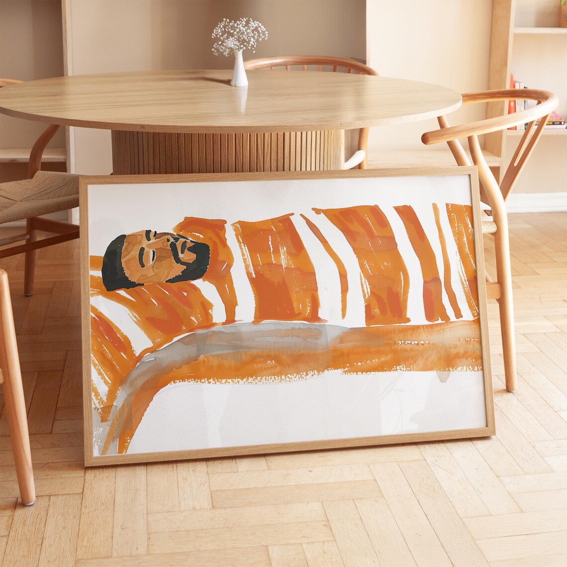 Abstract Sleeping Man, Modern Relaxation Decor