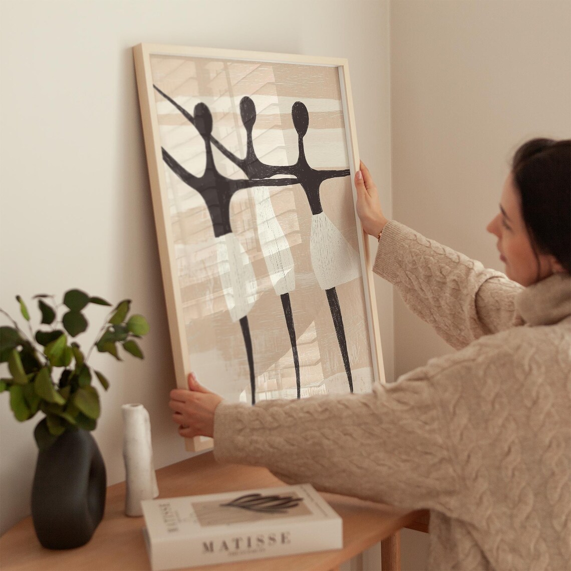 Elegant Trio Dancing Silhouettes, Minimalist Abstract - Image 2