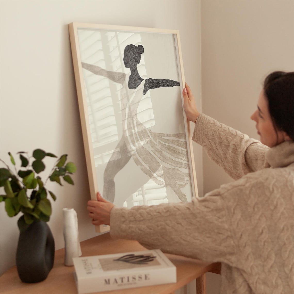 Ballerina Silhouette Art Print Minimalist Neutral Wall Art Decor For Dance Lovers Woman Dance Print Print - Image 3
