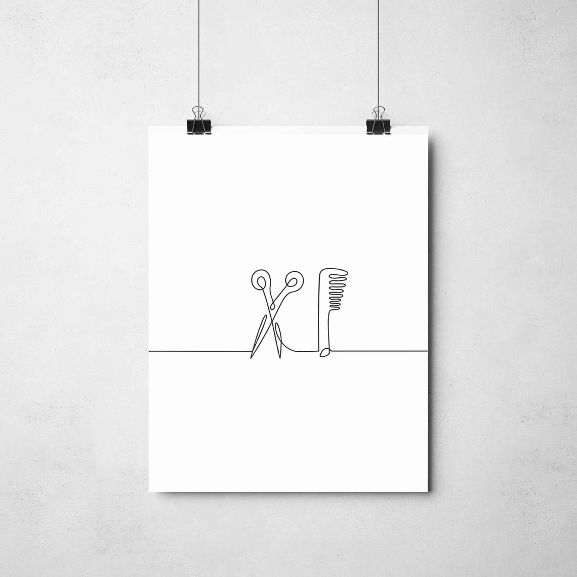Barber Scissors Comb Line Art Minimalist Salon Shop Decor Poster - Image 4