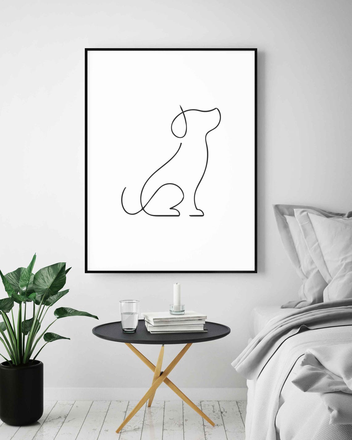 Minimalist Dog Line Art, Simple Animal Illustration - Image 3