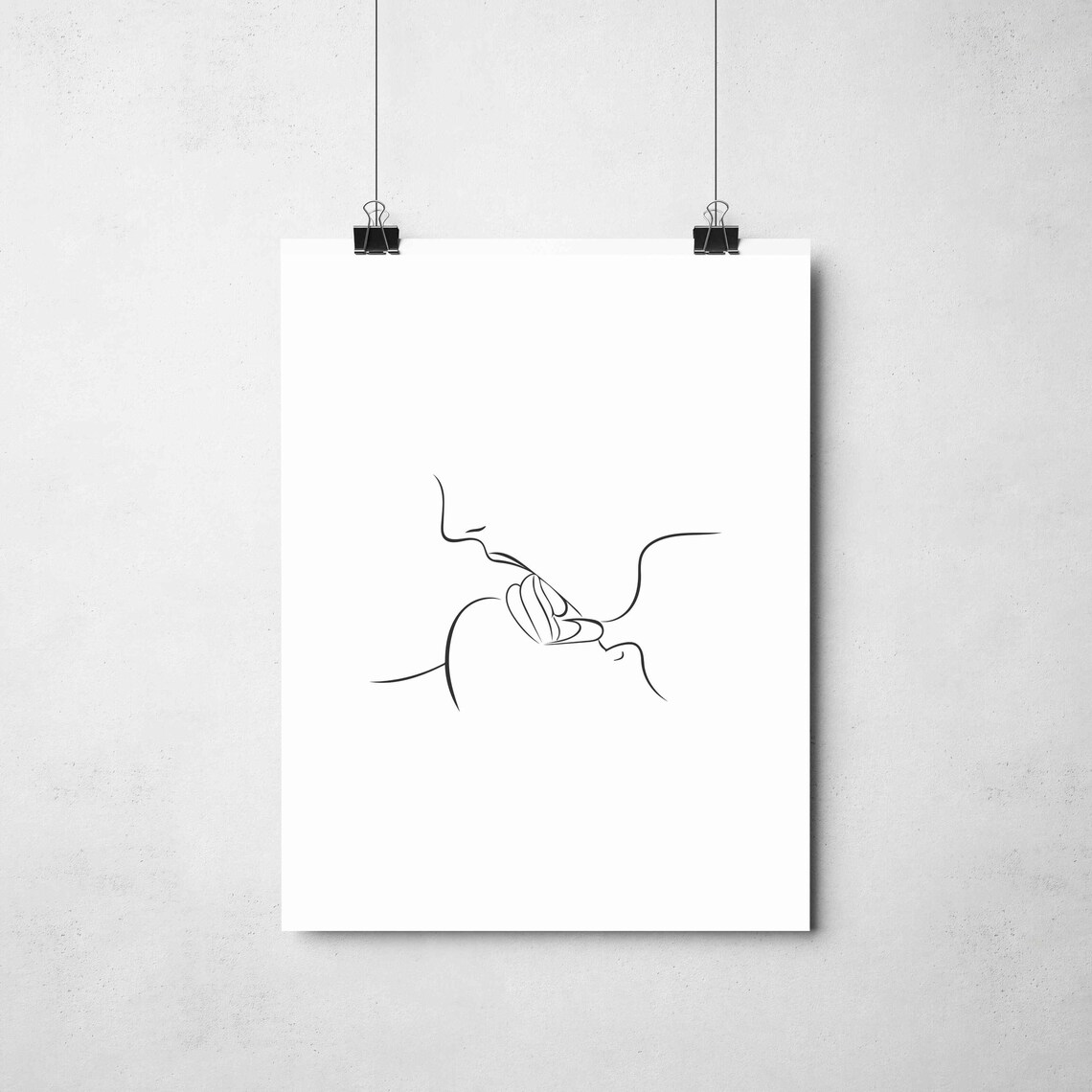 Kissing Couple One Line Drawing Minimalist Romantic Love Art Poster - Image 2