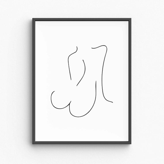 Abstract Female Torso Line Art Sculptural Body Curves Wall Poster