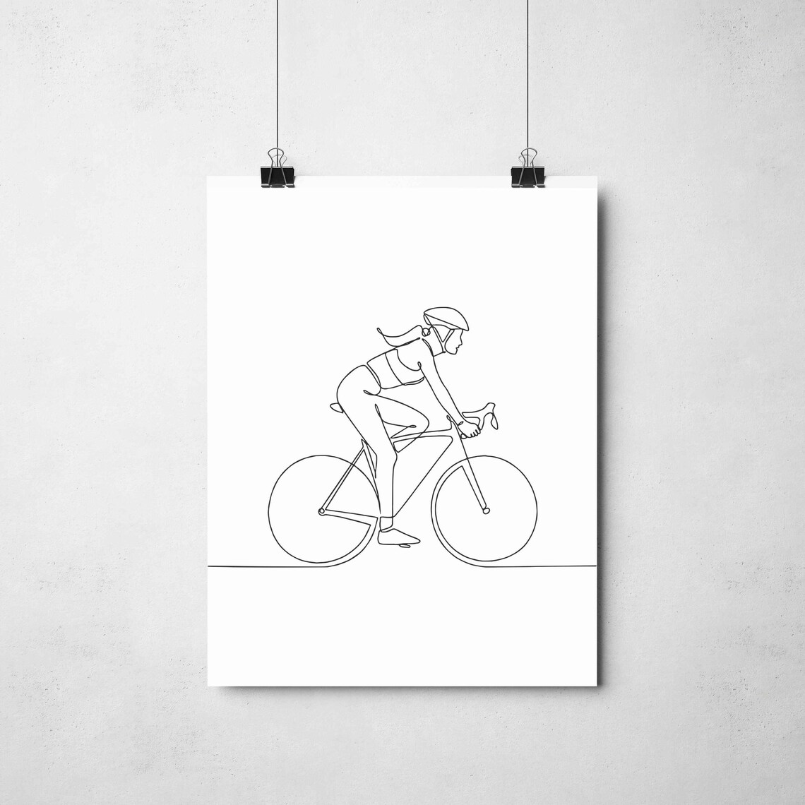 Woman Cyclist Line Art Road Bike Rider One Line Drawing Sport Poster - Image 4