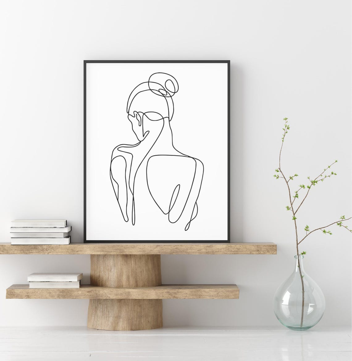 Minimalist Woman Back Art Elegant Female Silhouette Line Drawing Of View Modern Wall Feminine Decor - Image 2