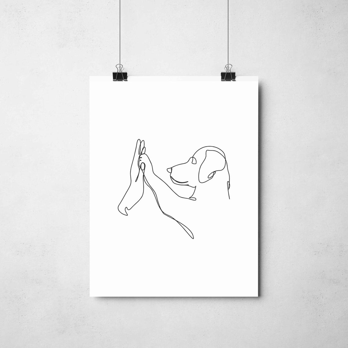 Minimalist Dog And Owner High Five Art Print - Image 2
