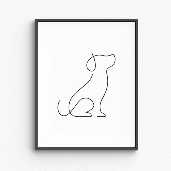 Minimalist Dog Line Art, Simple Animal Illustration