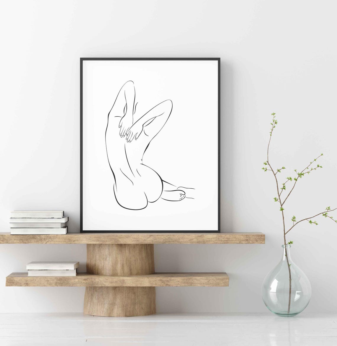 Reclining Nude Figure Back View One Line Drawing Minimalist Art Poster - Image 3