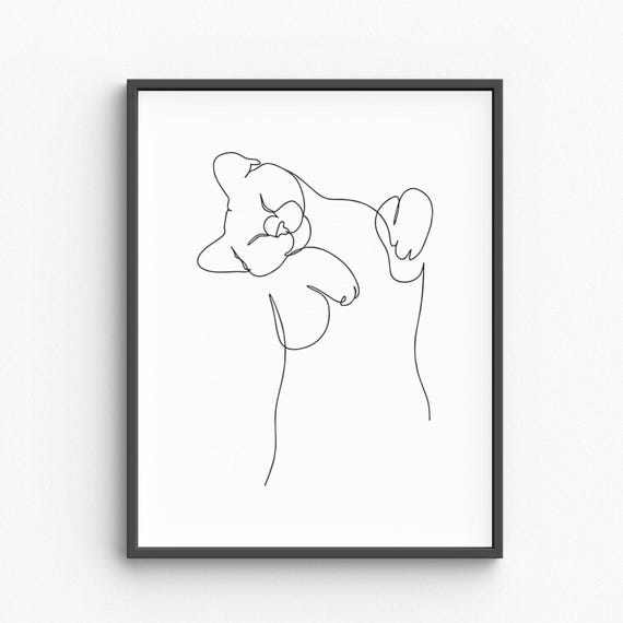 Bear Line Artbear Art Print Animal Drawing Minimalist Wall Bedroom